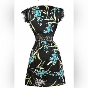 Tropical Tour Lace Trim Black Floral Printed Sundress Lily Boutique